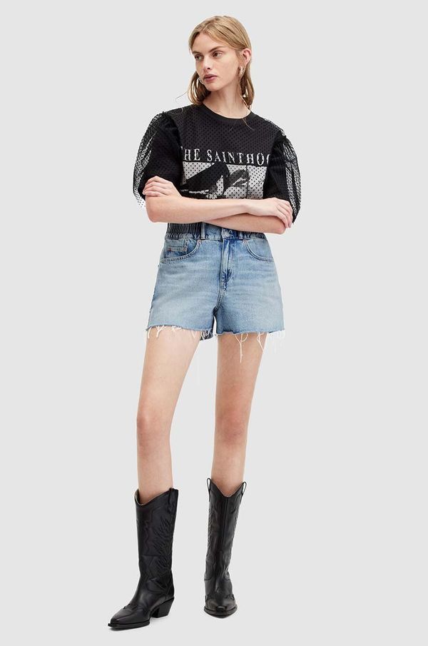 AllSaints Traper kratke hlače AllSaints HAILEY DENIM SHORT za žene, bez uzorka, visoki struk, W006EA