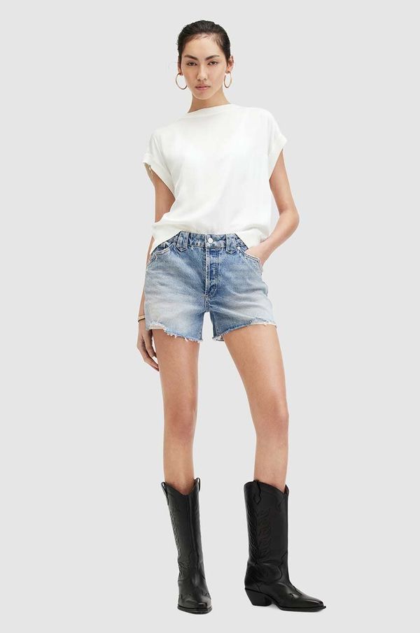 AllSaints Traper kratke hlače AllSaints IDAHO WESTERN SHORT za žene, bez uzorka, srednje visoki struk, WE516Z