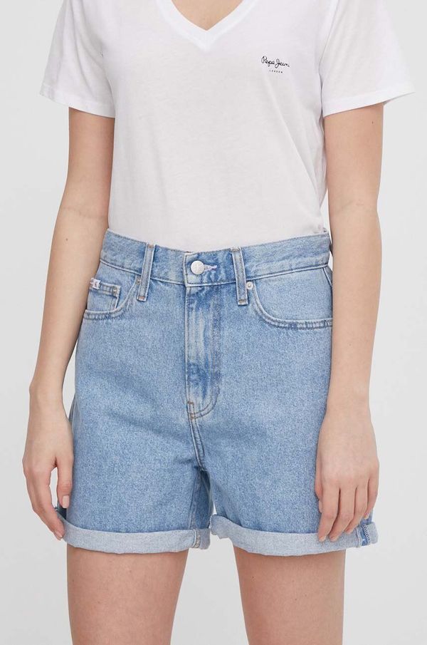 Calvin Klein Jeans Traper kratke hlače Calvin Klein Jeans za žene, bez uzorka, visoki struk