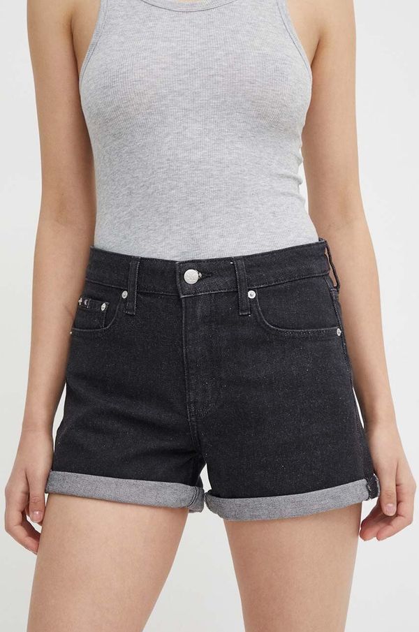Calvin Klein Jeans Traper kratke hlače Calvin Klein Jeans za žene, boja: crna, bez uzorka, visoki struk, J20J222808