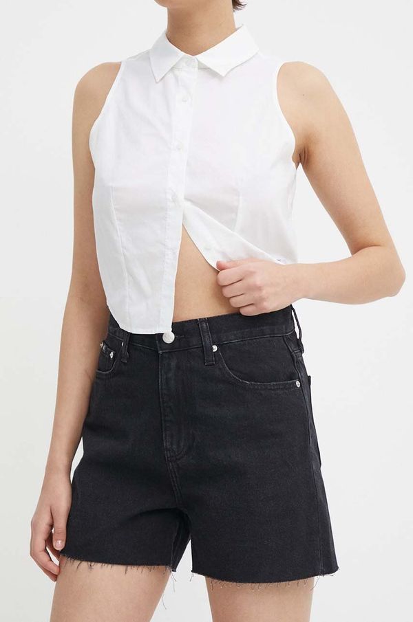 Calvin Klein Jeans Traper kratke hlače Calvin Klein Jeans za žene, boja: crna, bez uzorka, visoki struk, J20J222812