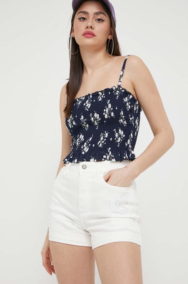 Hollister Co. Traper kratke hlače Hollister Co. za žene, boja: bež, glatki materijal, visoki struk