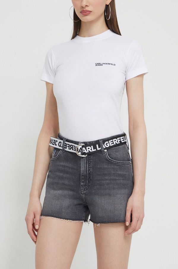 Karl Lagerfeld Jeans Traper kratke hlače Karl Lagerfeld Jeans za žene, boja: siva, bez uzorka, visoki struk