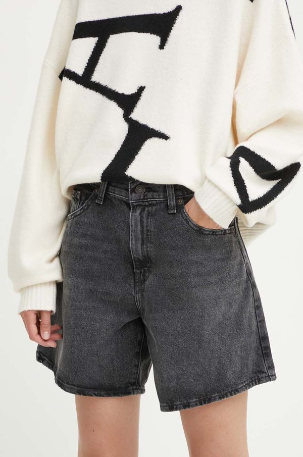 Levi's Traper kratke hlače Levi's HIGH BAGGY SHORT za žene, boja: crna, bez uzorka, visoki struk, A9311