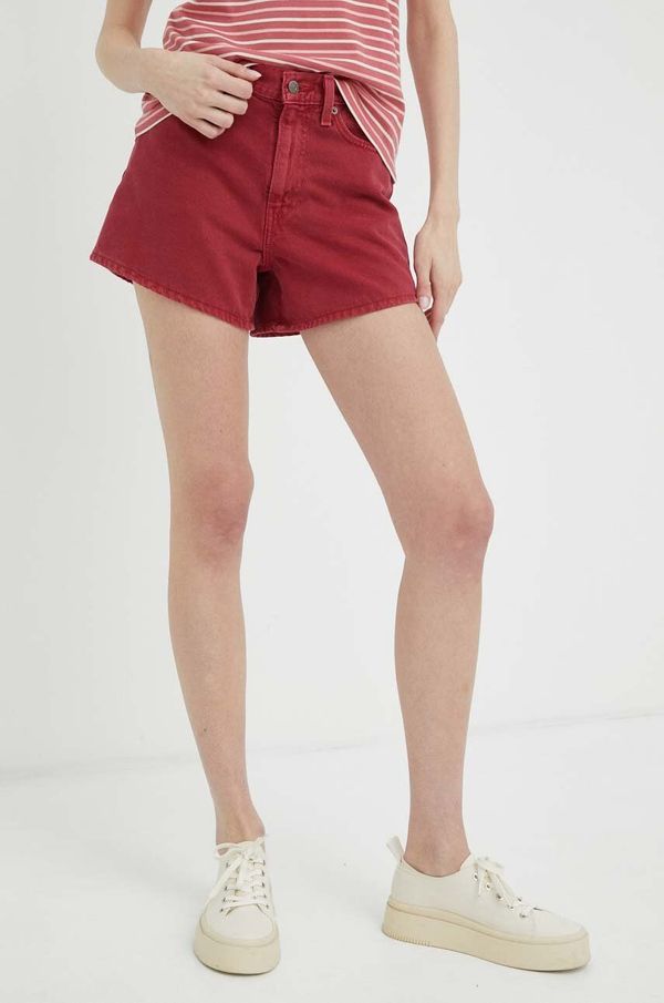 Levi's Traper kratke hlače Levi's za žene, boja: crvena, glatki materijal, visoki struk