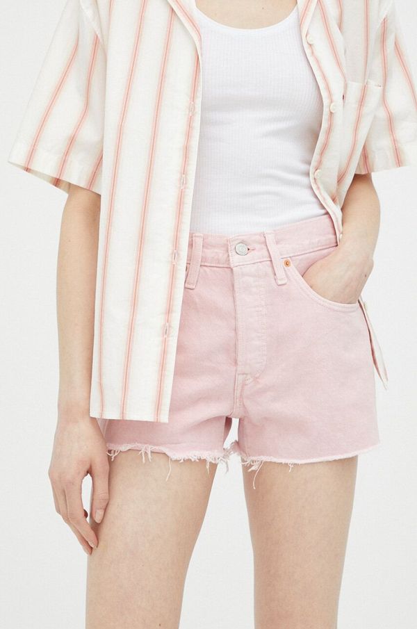 Levi's Traper kratke hlače Levi's za žene, boja: ružičasta, glatki materijal, visoki struk