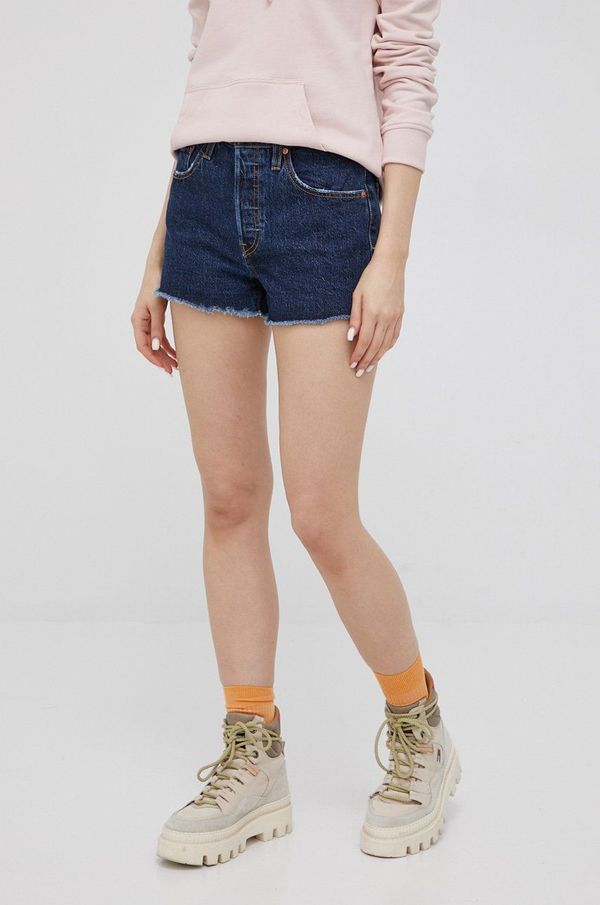 Levi's Traper kratke hlače Levi's za žene, boja: tamno plava, glatke, visoki struk
