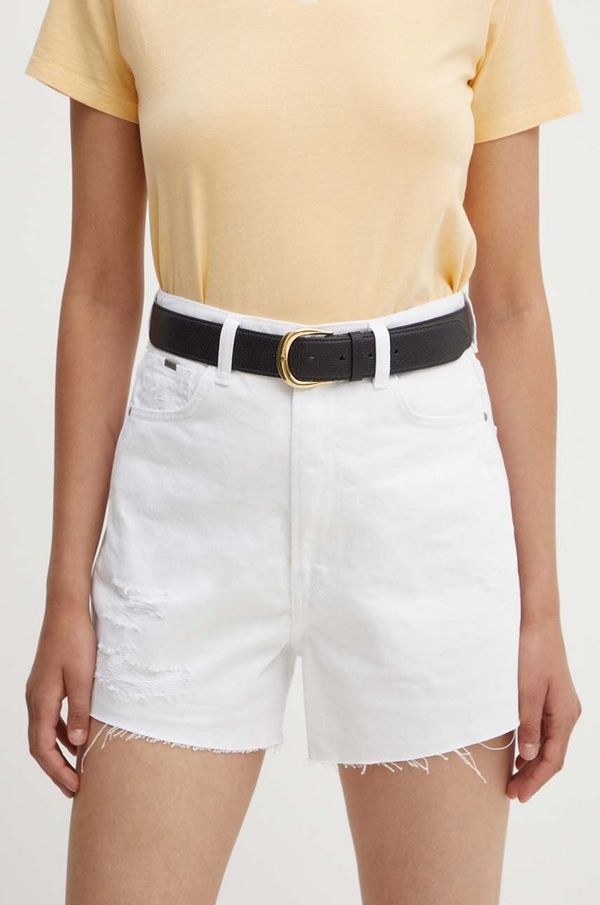 Pepe Jeans Traper kratke hlače Pepe Jeans A-LINE SHORT UHW za žene, boja: bijela, bez uzorka, visoki struk, PL801112TC1