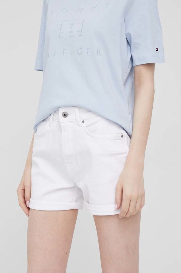 Pepe Jeans Traper kratke hlače Pepe Jeans Mary Short za žene, boja: bijela, glatki materijal, visoki struk