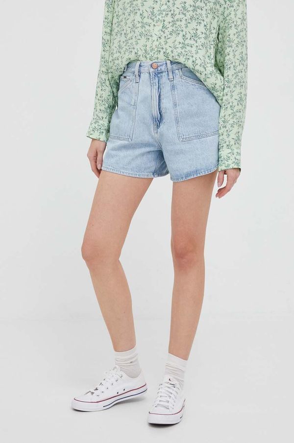 Pepe Jeans Traper kratke hlače Pepe Jeans Rachel za žene, glatki materijal, visoki struk