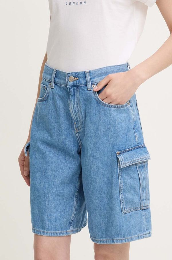Pepe Jeans Traper kratke hlače Pepe Jeans RELAXED SHORT HW WORKER za žene, boja: smeđa, bez uzorka, visoki struk, PL801136