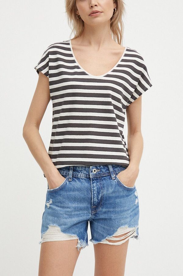 Pepe Jeans Traper kratke hlače Pepe Jeans RELAXED SHORT MW za žene, bez uzorka, visoki struk, PL801110RH4