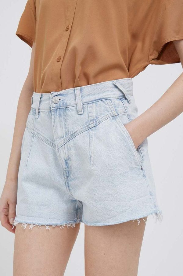 Pepe Jeans Traper kratke hlače Pepe Jeans Summer Sky za žene, glatki materijal, visoki struk