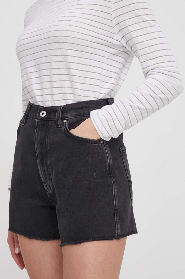 Pepe Jeans Traper kratke hlače Pepe Jeans za žene, boja: crna, bez uzorka, visoki struk