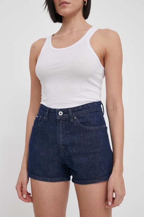 Pepe Jeans Traper kratke hlače Pepe Jeans za žene, boja: tamno plava, bez uzorka, visoki struk