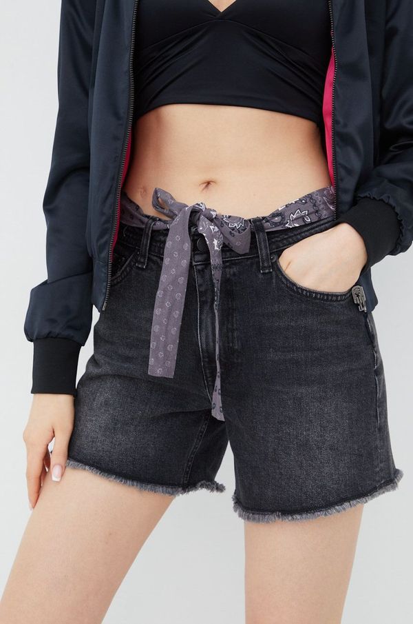 Superdry Traper kratke hlače Superdry za žene, boja: siva, glatki materijal, srednje visoki struk