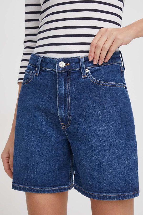 Tommy Hilfiger Traper kratke hlače Tommy Hilfiger za žene, boja: tamno plava, bez uzorka, visoki struk
