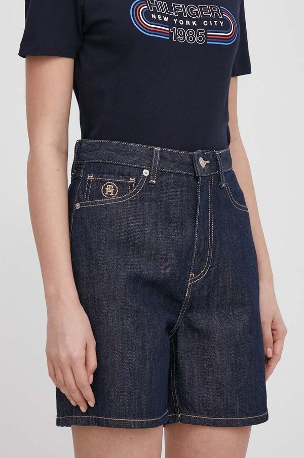 Tommy Hilfiger Traper kratke hlače Tommy Hilfiger za žene, boja: tamno plava, bez uzorka, visoki struk