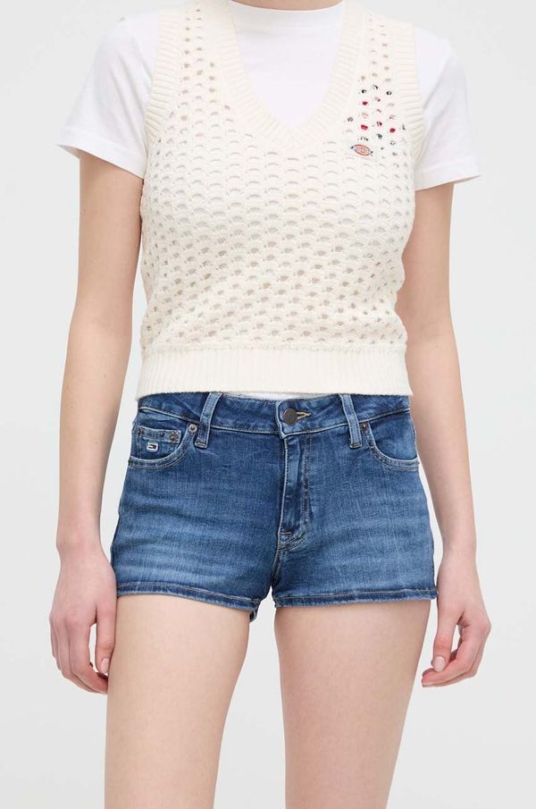 Tommy Jeans Traper kratke hlače Tommy Jeans za žene, bez uzorka, srednje visoki struk, DW0DW17651
