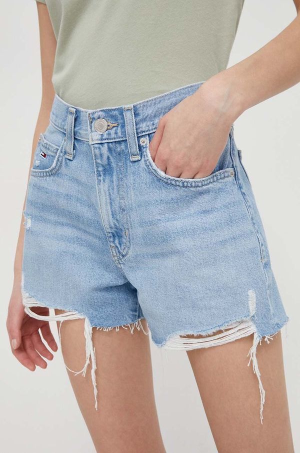 Tommy Jeans Traper kratke hlače Tommy Jeans za žene, bez uzorka, visoki struk