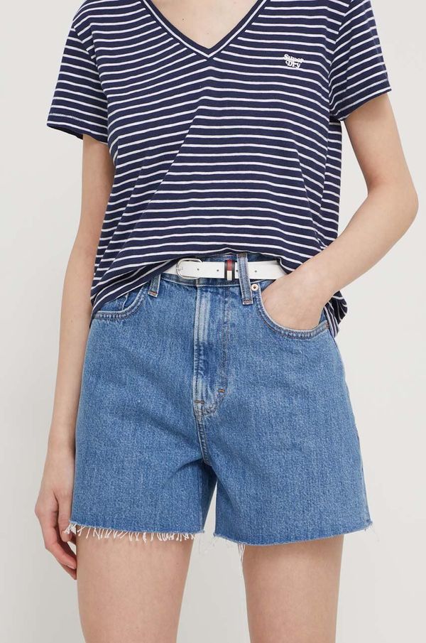 Tommy Jeans Traper kratke hlače Tommy Jeans za žene, bez uzorka, visoki struk