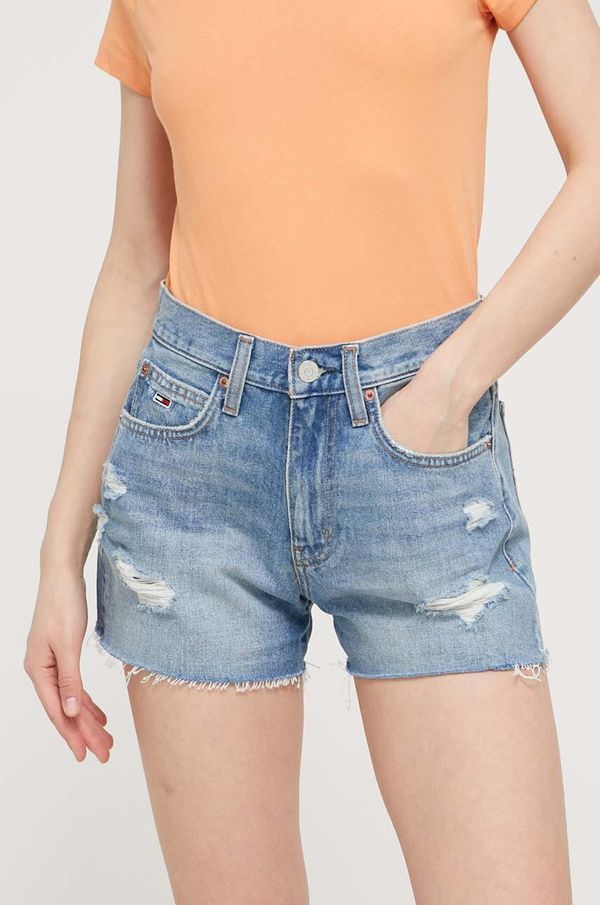 Tommy Jeans Traper kratke hlače Tommy Jeans za žene, bez uzorka, visoki struk