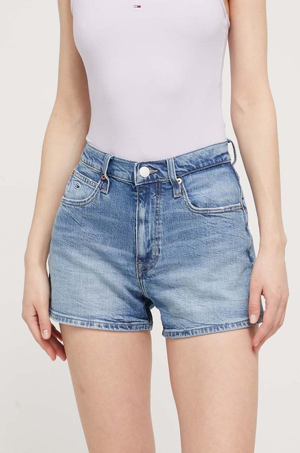 Tommy Jeans Traper kratke hlače Tommy Jeans za žene, bez uzorka, visoki struk