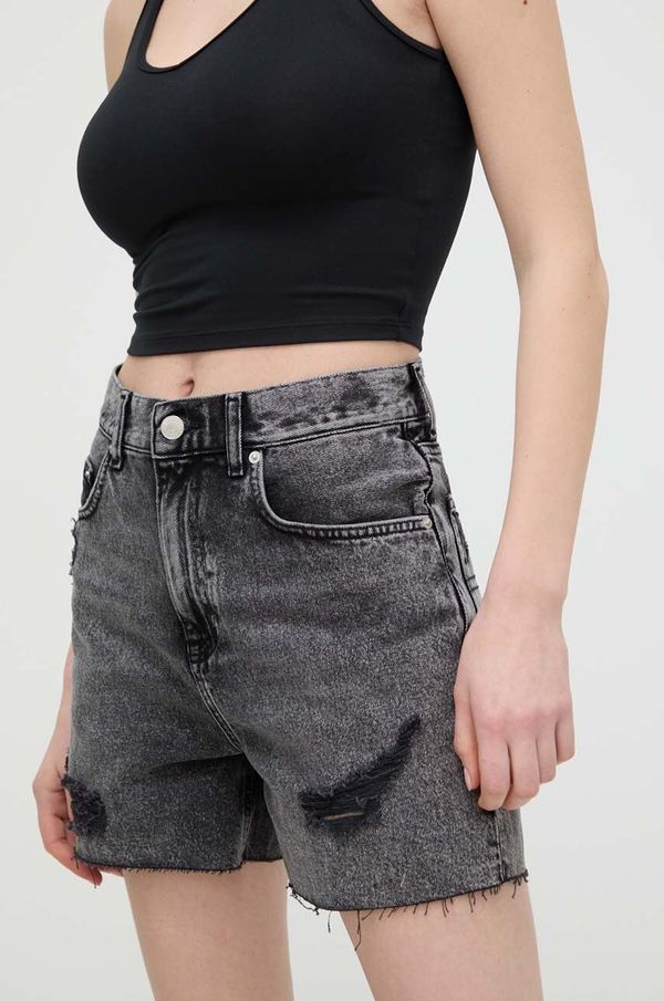 Tommy Jeans Traper kratke hlače Tommy Jeans za žene, boja: siva, bez uzorka, visoki struk, DW0DW17652