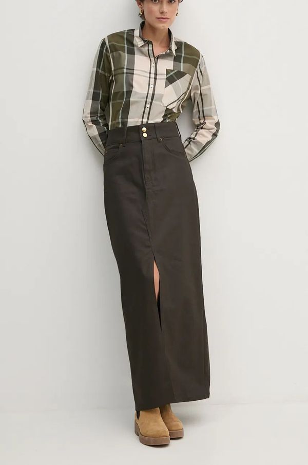 Pepe Jeans Traper suknja Pepe Jeans MAXI SKIRT HW COATED boja: smeđa, maxi, ravna, PL901167