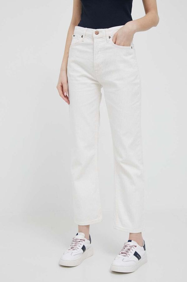 Pepe Jeans Traperice Pepe Jeans Celyn Stripe za žene, visoki struk