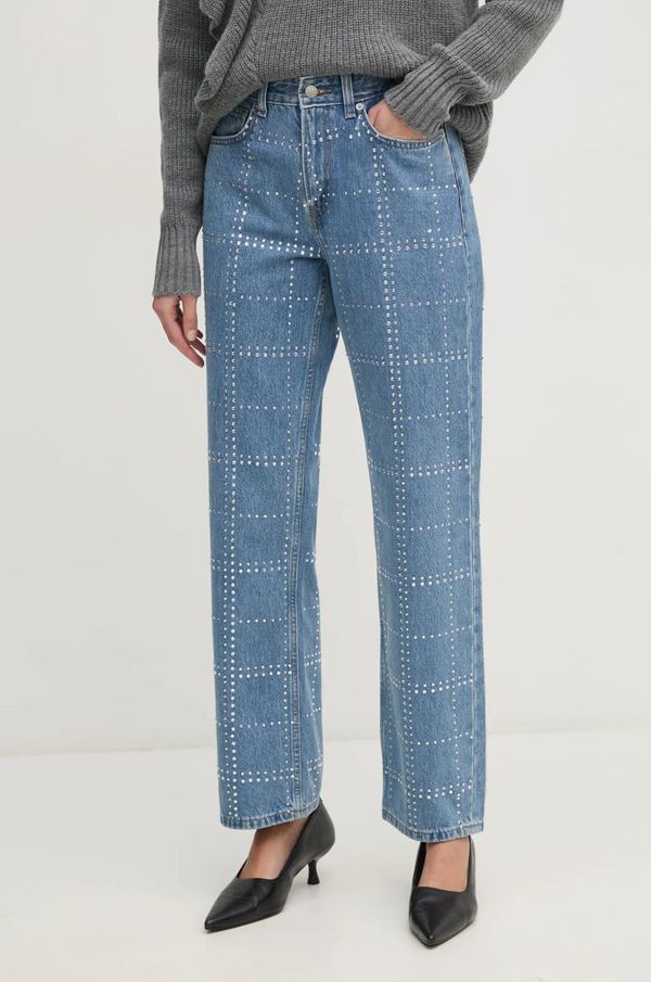 Pepe Jeans Traperice Pepe Jeans STRAIGHT JEANS HW GLITTER za žene, visoki struk, PL204832