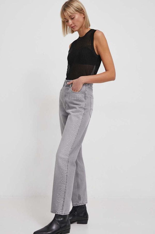 Pepe Jeans Traperice Pepe Jeans STRAIGHT UHW SPARKLE za žene, visoki struk, PL204605