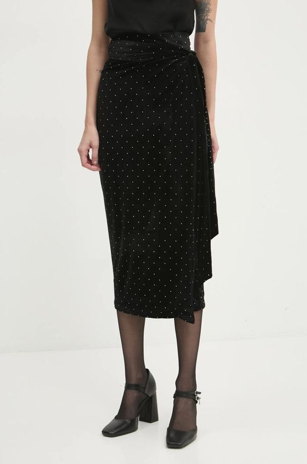 Never Fully Dressed Velur suknja Never Fully Dressed Jaspre boja: crna, midi, ravna, NFDSK557