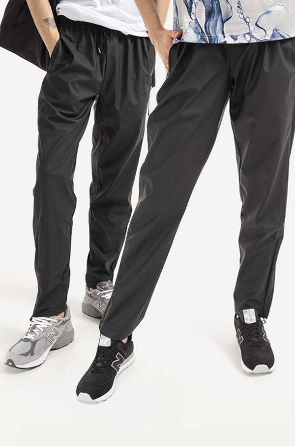 Rains Vodootporne hlače Rains Pants Slim boja: crna, ravni kroj, visoki struk, 18580.BLACK-BLACK
