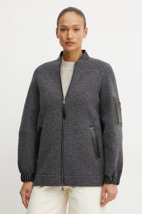 Max Mara Leisure Vunena jakna Max Mara Leisure boja: siva, za prijelazno razdoblje, oversize, 2426906048600