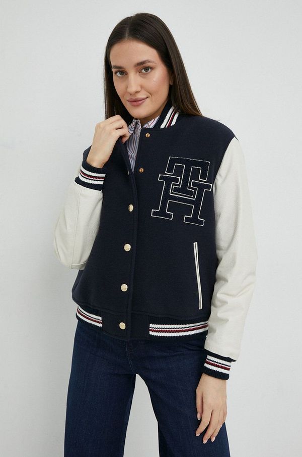 Tommy Hilfiger Vunena jakna Tommy Hilfiger boja: tamno plava, za prijelazno razdoblje