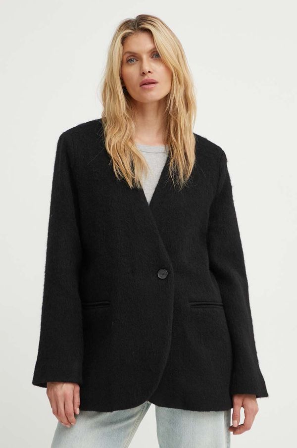 Won Hundred Vunena jakna Won Hundred boja: crna, za prijelazno razdoblje, oversize, 3054-14242
