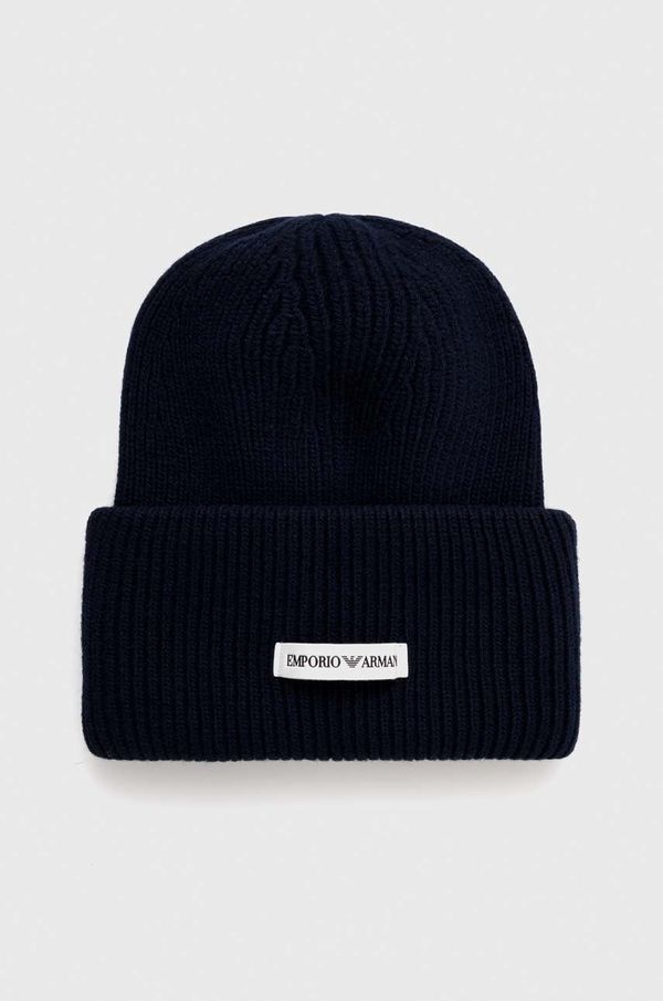 Emporio Armani Vunena kapa Emporio Armani boja: tamno plava, od debelog pletiva, vunena