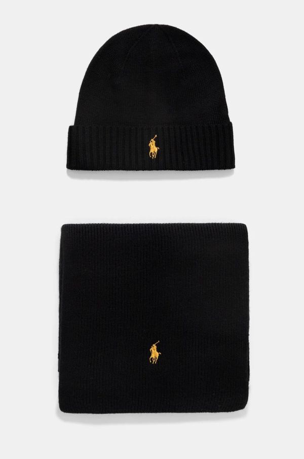 Polo Ralph Lauren Vunena kapa i šal Polo Ralph Lauren boja: crna, 710951146