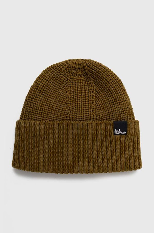 Jack Wolfskin Vunena kapa Jack Wolfskin boja: zelena, od tanke pletenine