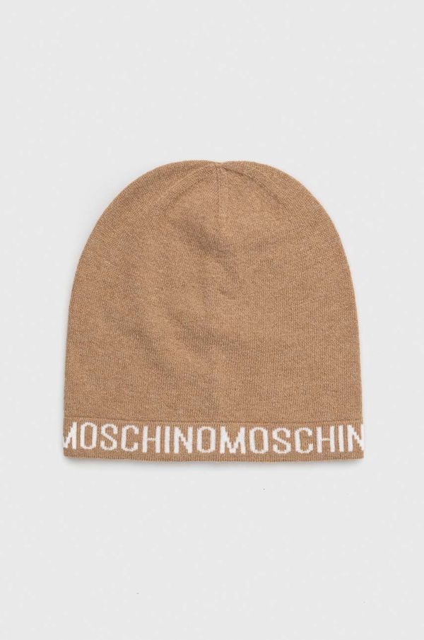 Moschino Vunena kapa Moschino boja: smeđa, od tanke pletenine, vunena