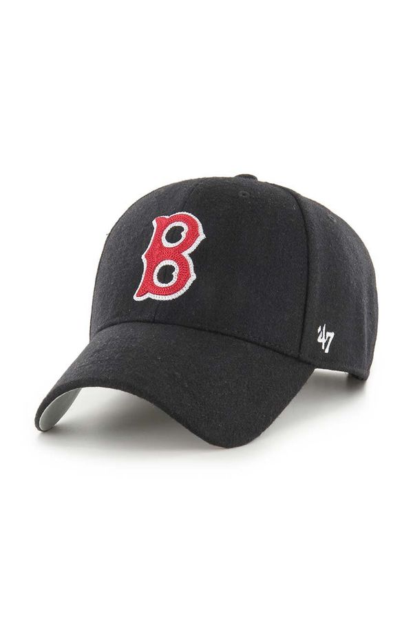 47 brand Vunena kapa sa šiltom 47 brand MLB Boston Red Sox boja: crna, s aplikacijom, BCPTN-CHSMS02WIP-BK46