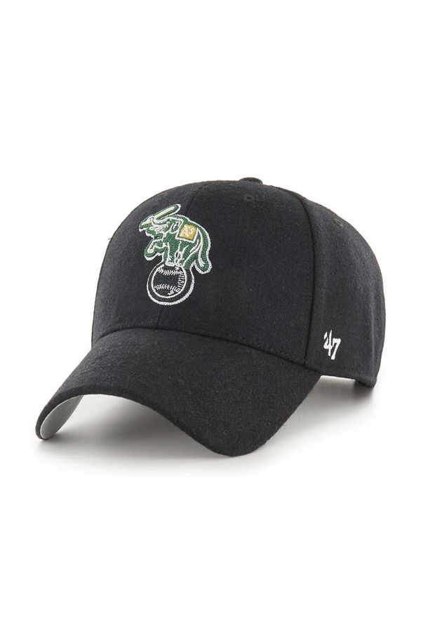 47 brand Vunena kapa sa šiltom 47 brand MLB Oakland Athletics boja: crna, s aplikacijom, BCPTN-CHSMS18WIP-BK88