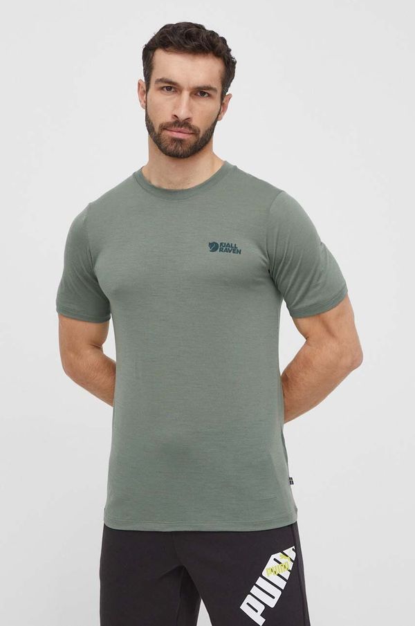 Fjallraven Vunena majica kratkih rukava Fjallraven Abisko Wool Logo boja: zelena, bez uzorka, F86977