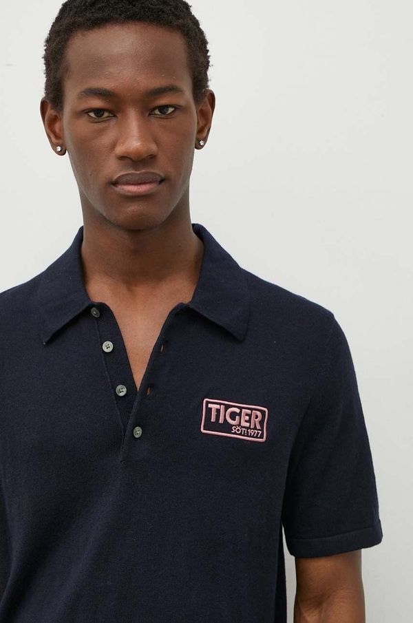 Tiger of Sweden Vunena polo majica Tiger Of Sweden boja: tamno plava, bez uzorka