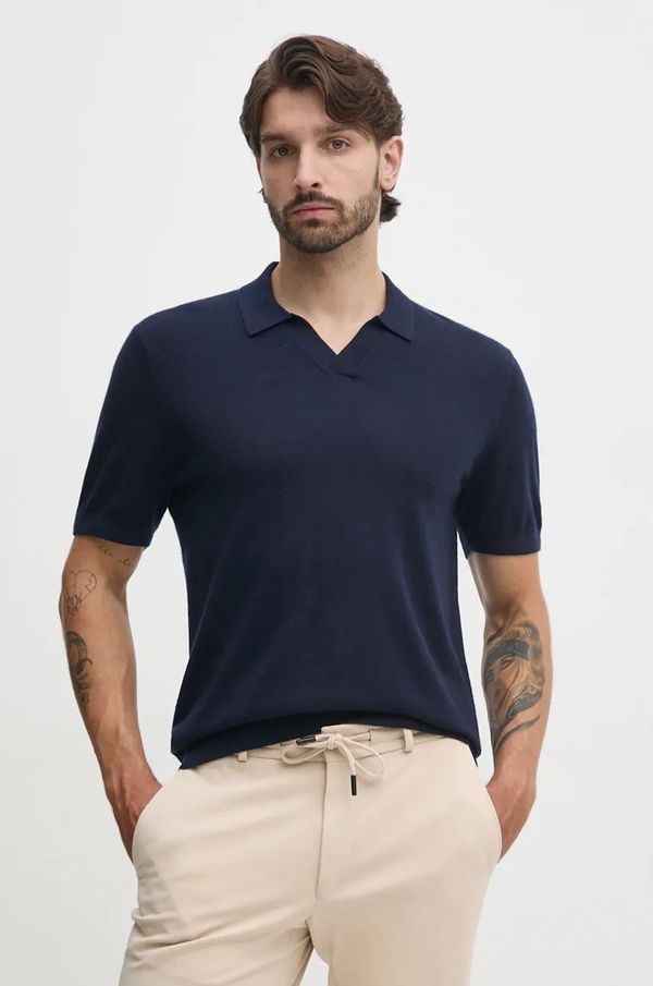 Tommy Hilfiger Vunena polo majica Tommy Hilfiger boja: tamno plava, bez uzorka, MW0MW36538