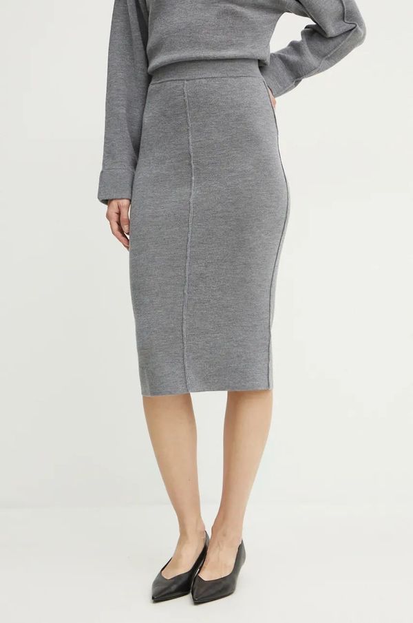 Pinko Vunena suknja Pinko boja: siva, midi, pencil, 103946 A221