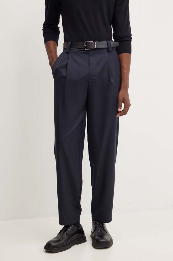 A.P.C. Vunene hlače A.P.C. pantalon renato boja: tamno plava, ravni kroj, WOAPO.H08428