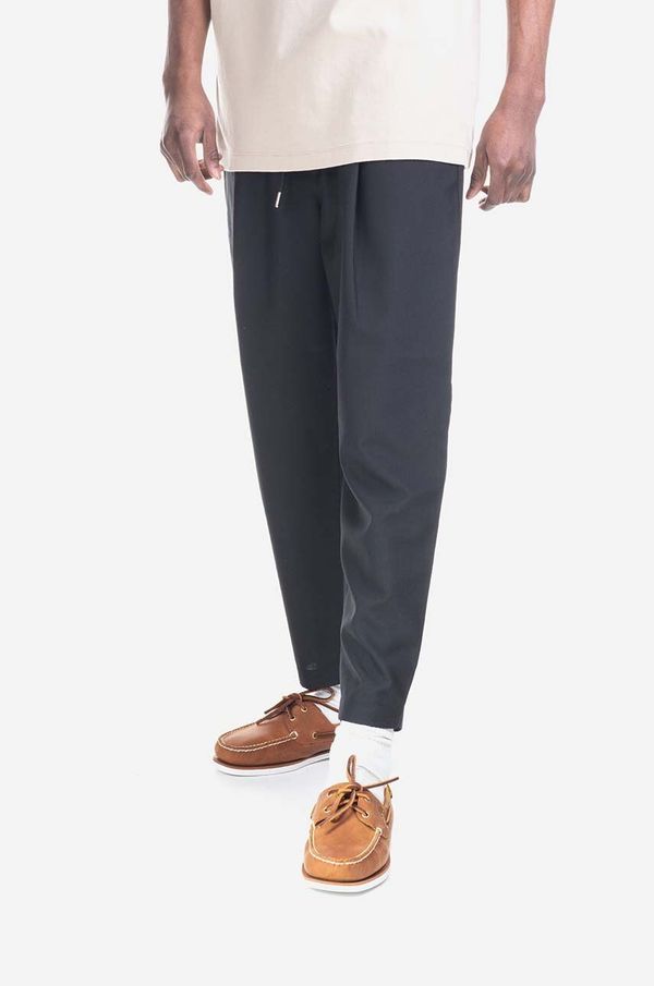 Drôle de Monsieur Vunene hlače Drôle de Monsieur Le Pantalon Signature boja: crna, ravni kroj, BP001.BLACK-black
