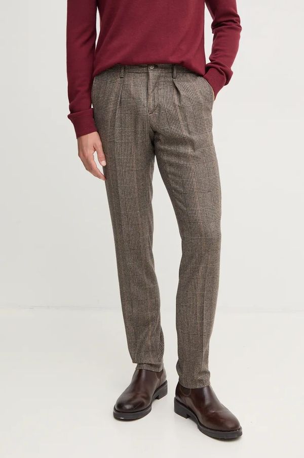 Hackett London Vunene hlače Hackett London boja: smeđa, uski kroj, HM212639R